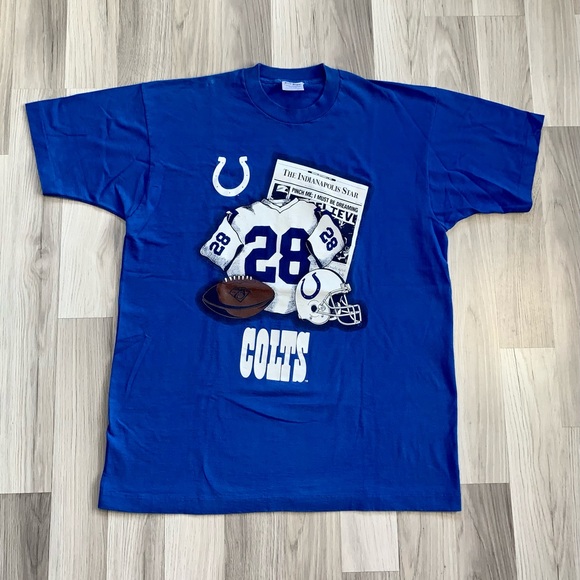 Vintage Indianapolis Colts Marshall Faulk 1994 Single Stitch T-shirt. Mens XL. - Picture 1 of 9